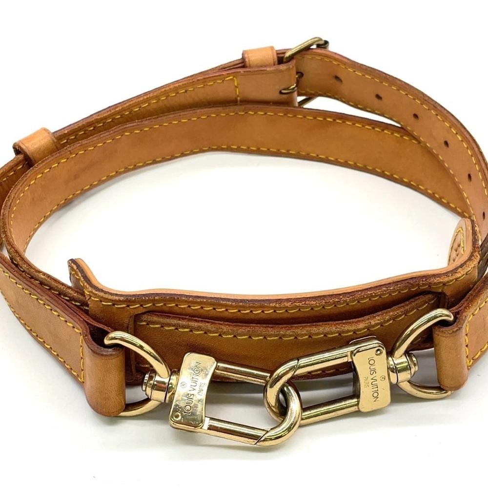 Louis Vuitton Tan Leather Belt with Gold Accents